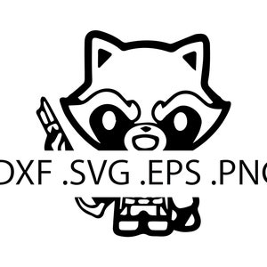 Raton laveur Chibi Rocket - téléchargement numérique, téléchargement immédiat, fichiers svg, dxf, eps et png inclus !