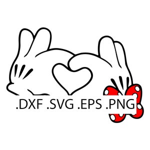 Mani a forma di cuore di Minnie e Topolino per San Valentino - Download digitale, download immediato, file svg, dxf, eps e png inclusi!
