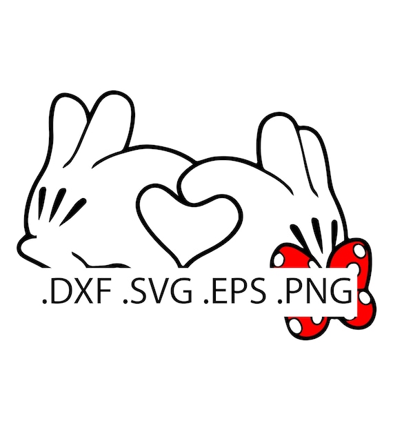 ミッキーとミニーのバレンタインSVG – ハートハンズラブカットファイル