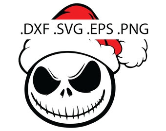 Jack Skellington mit Weihnachtsmannmütze - Nightmare Baroque - Digital Download, Sofort Download, svg, dxf, eps & png Dateien enthalten!