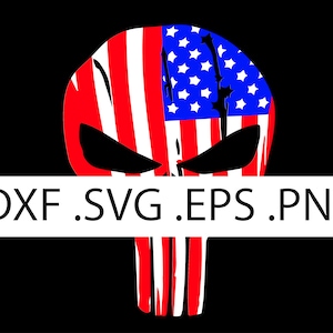 Logo Punisher Skull - Flaga w złym stanie - Pobierz cyfrowo, Pobierz natychmiast, pliki svg, dxf, eps i png w zestawie!
