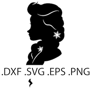 Elsa Silhouette Bust - Frozen - Digital Download, Instant Download, svg, dxf, eps & png files included!