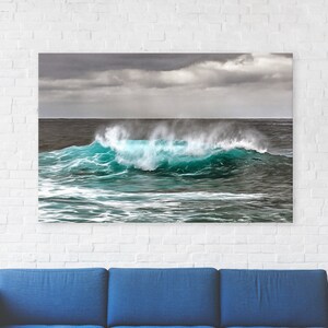 Impresión de olas rompientes en lienzo, póster del océano, olas del océano, pintura de arte grande, arte de pared, decoración de interiores de olas, diseño de habitación marina, paisaje