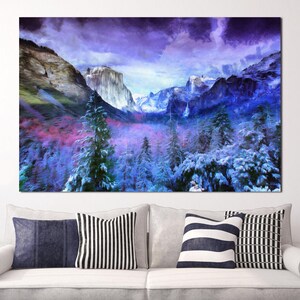Impresión en lienzo de Yosemite invernal, póster de montañas, pintura mural de gran tamaño, decoración de interiores natural, paisaje de EE. UU., Parque Nacional, California