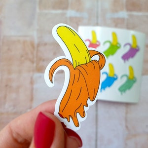 Cartoons Banana vinyl sticker, fruit laptop vinyl sticker, fruit sticker, Banana cute sticker, water bottle decal, Banana phone and PC decal