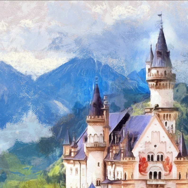 Neuschwanstein castle Canvas Large Art painting Poster Wall Etsy