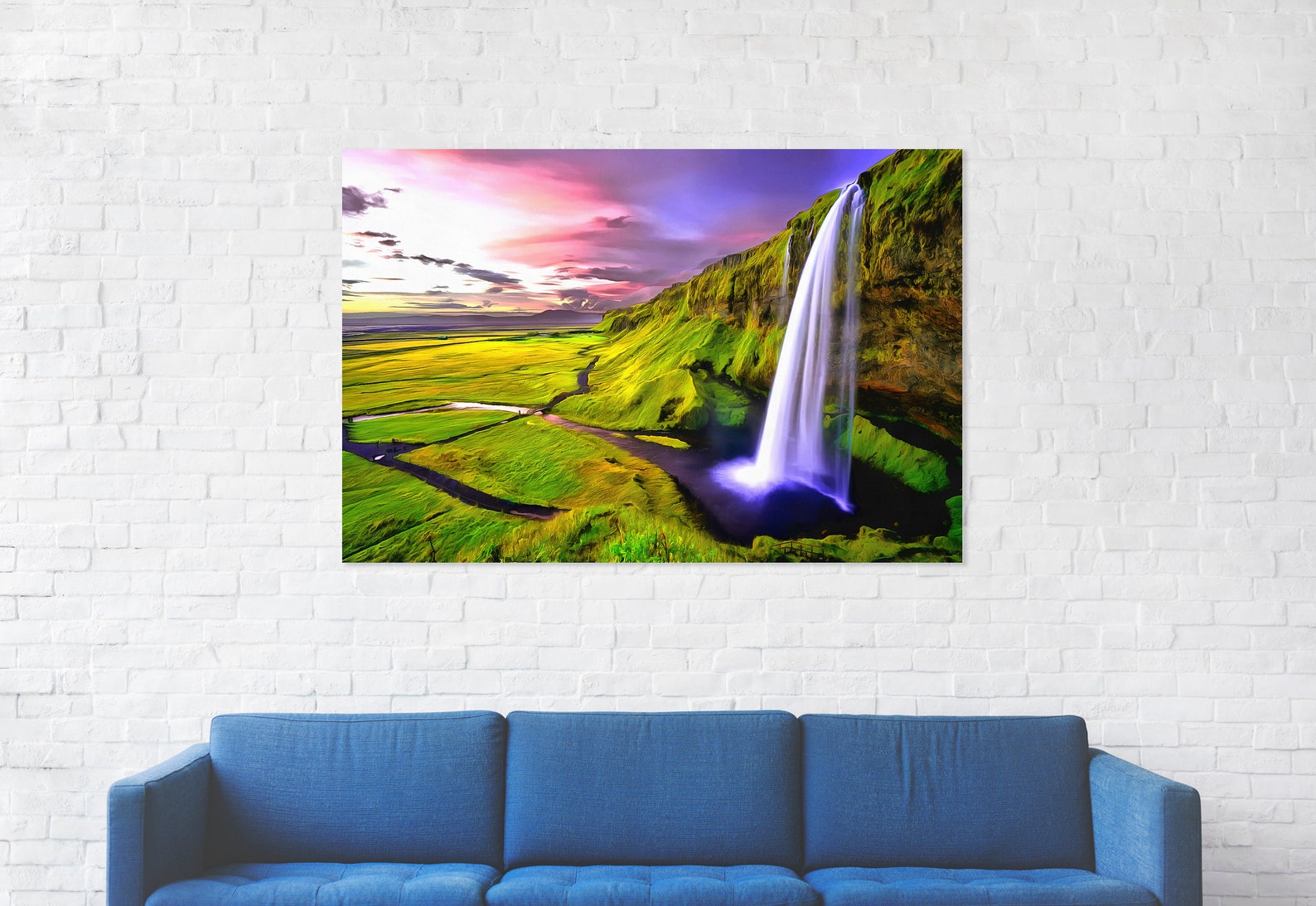 Seljalandsfoss Waterfall Iceland Canvas Print, Landscape Wall Art - Etsy