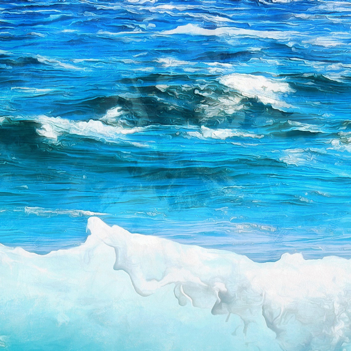 Turquoise Waves Canvas Ocean Wall Art Waves Poster Beach Etsy