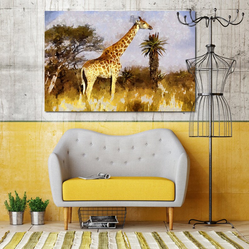 Giraffe Canvas Large Art painting Poster Wall art interior Etsy