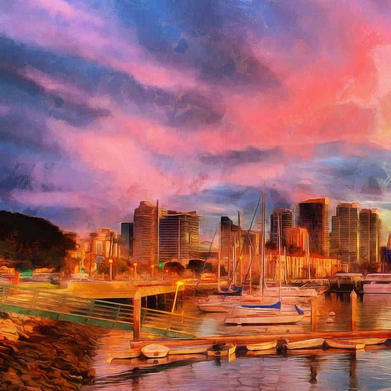 San Diego Pier Sunset Canvas Large Art Wall Painting Etsy
