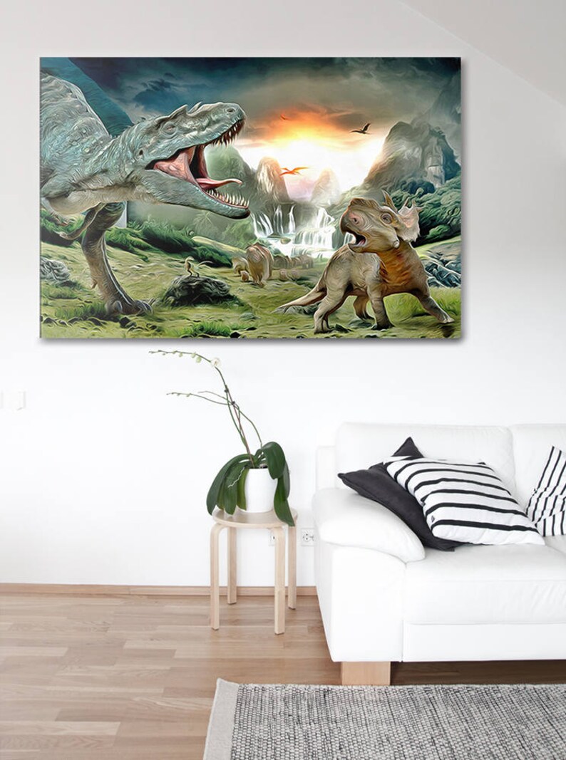 Dinosaurs Canvas Dinosaurs Wall Art Dinosaur Nursery Art Etsy