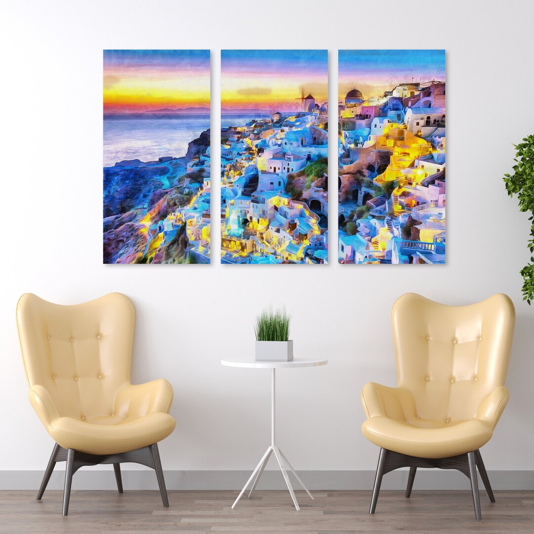 Santorini Canvas Print Set: Aegean Sea Greek Island Wall Art - Etsy