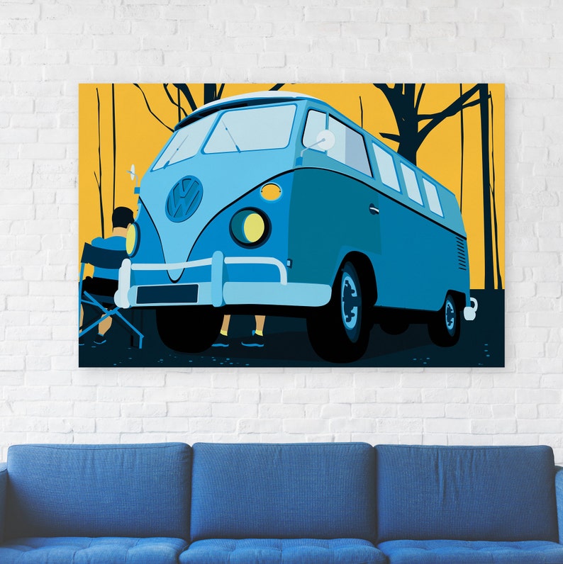 Modern Art With Hippie Bus Canvas Wall Art Hippie Interior Design Large Art Print For Room Design Office Design