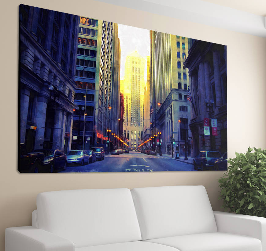 Chicago Street Canvas Large Art Wall Painting Chicago Etsy