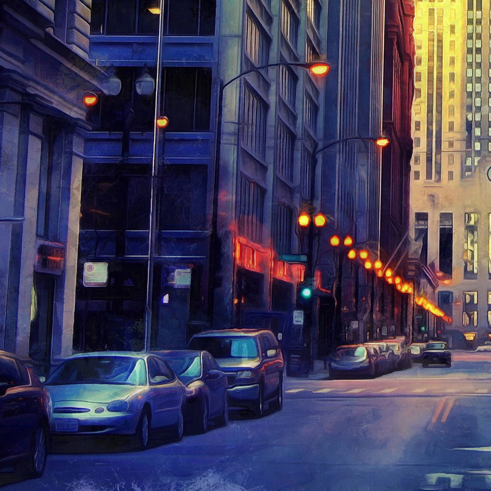 Chicago Street Canvas Large Art Wall Painting Chicago Etsy