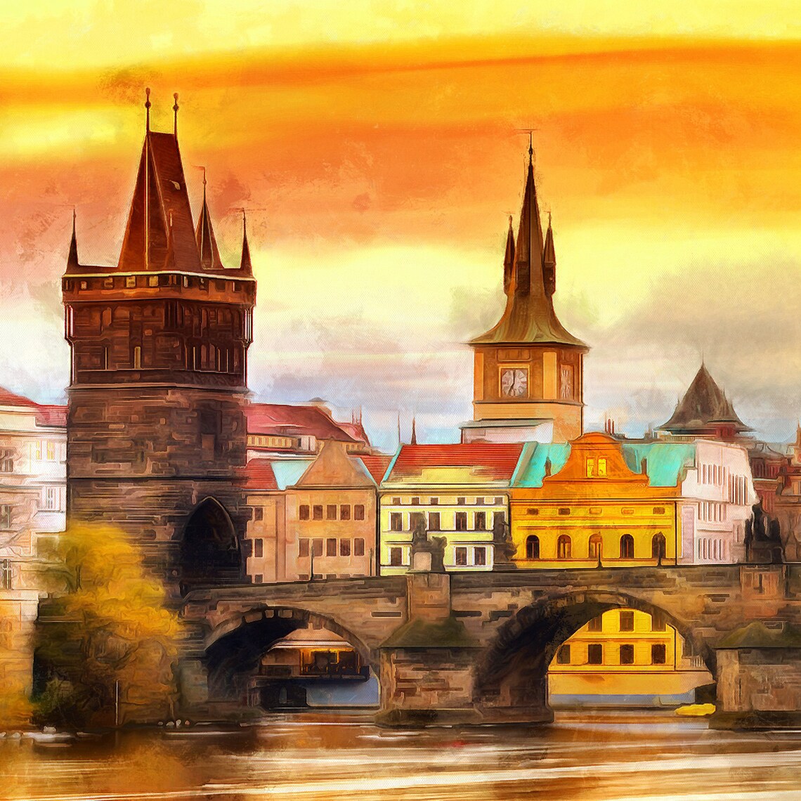 Prague Landscape Canvas Large Art painting Czech Republic Etsy