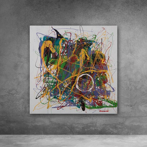 White circle Oil on canvas Original art Modern oil painting Etsy