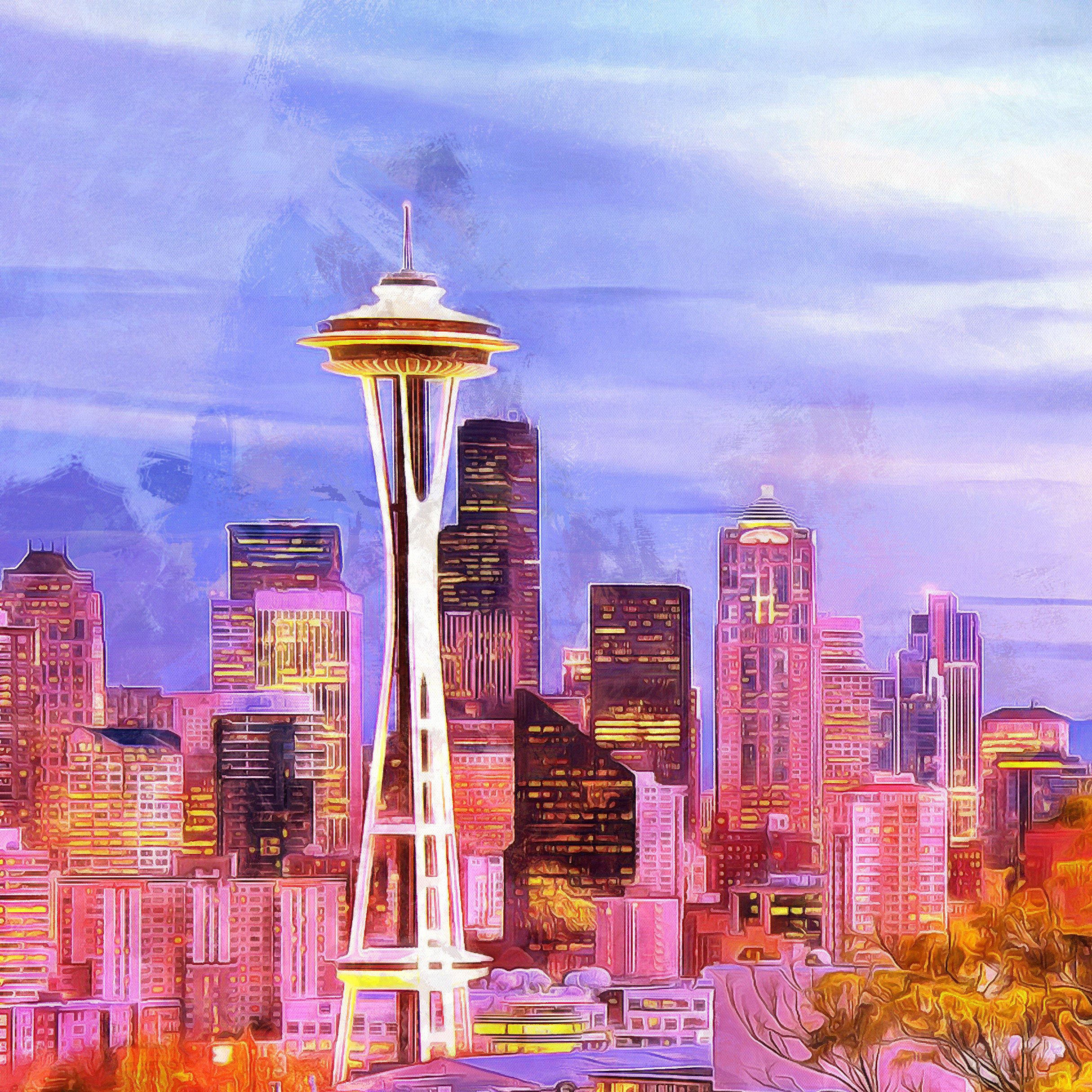 Seattle Skyline Photo Canvas Large Art Wall Print On Canvas Etsy