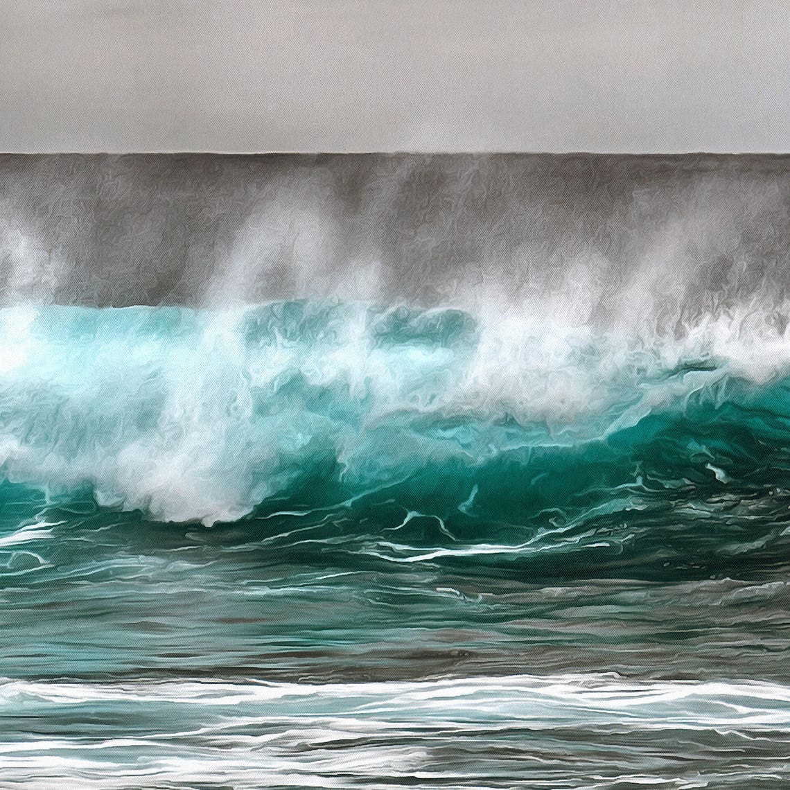 Crashing Waves Landscape Canvas Large Art Painting Nature Etsy