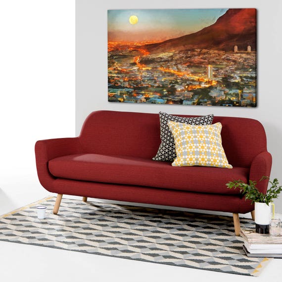 Night Cape Town Canvas Large Art painting South Africa print Etsy