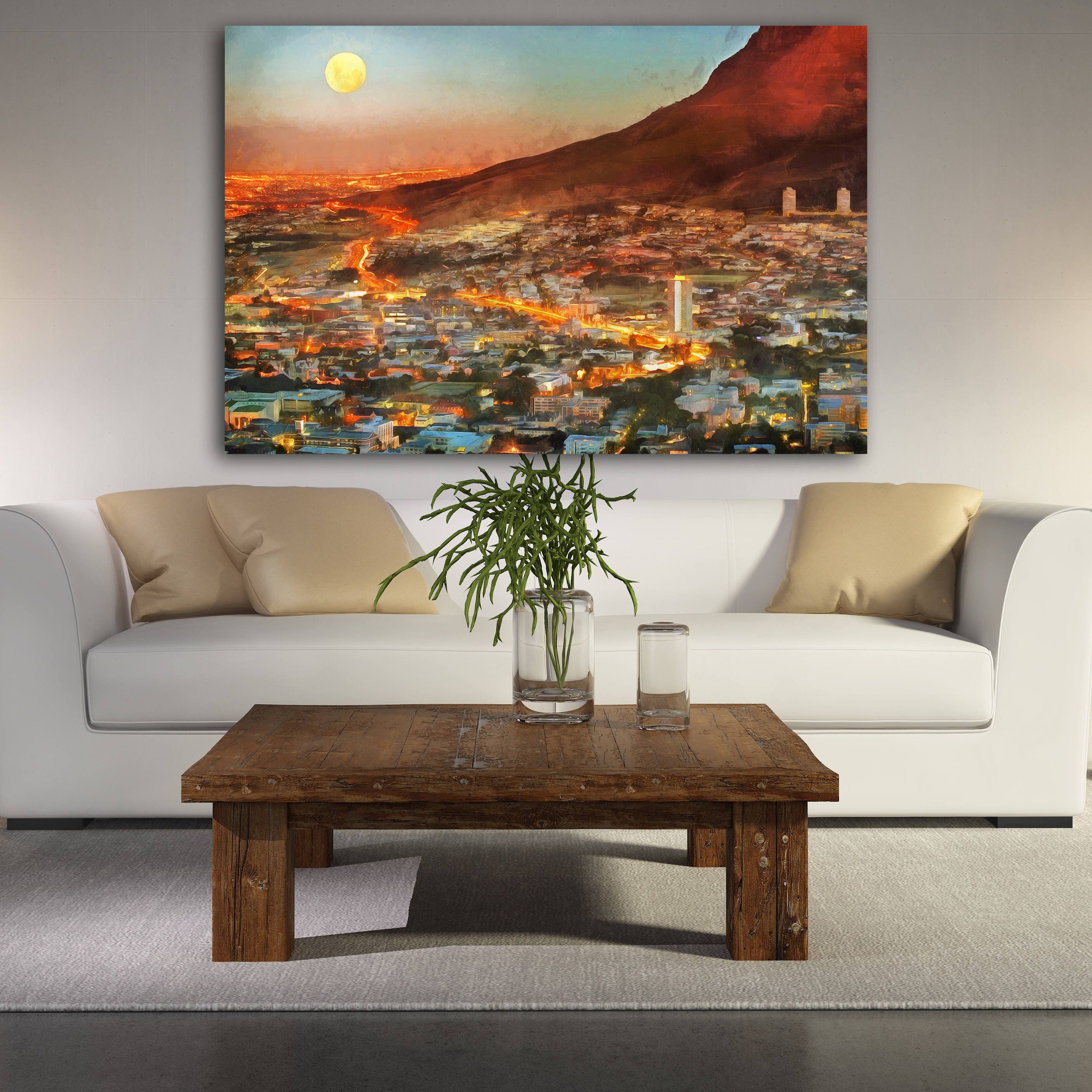 Night Cape Town Canvas Large Art painting South Africa print Etsy