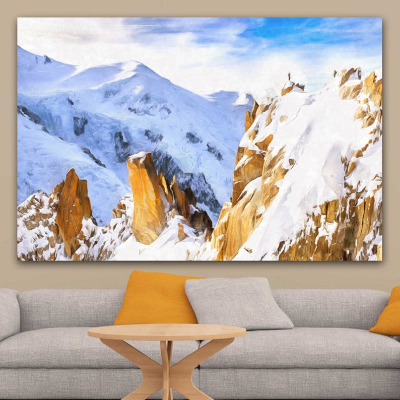 Toile De Chamonix Montagne Art Mural Montagne Peinture Paysage Etsy