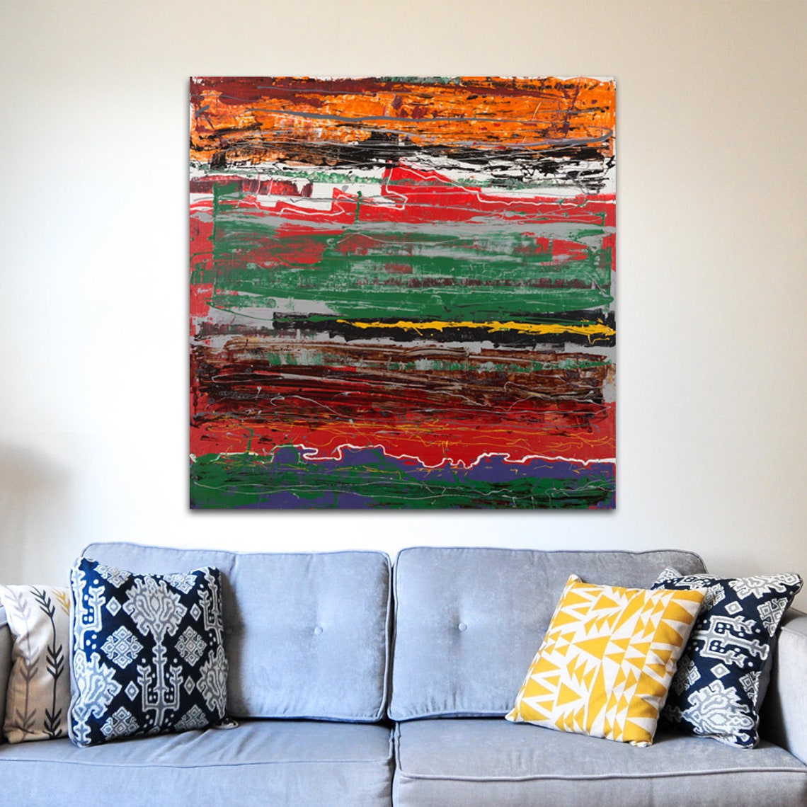 Horizontal composition on canvas Original art Modern Large art Etsy