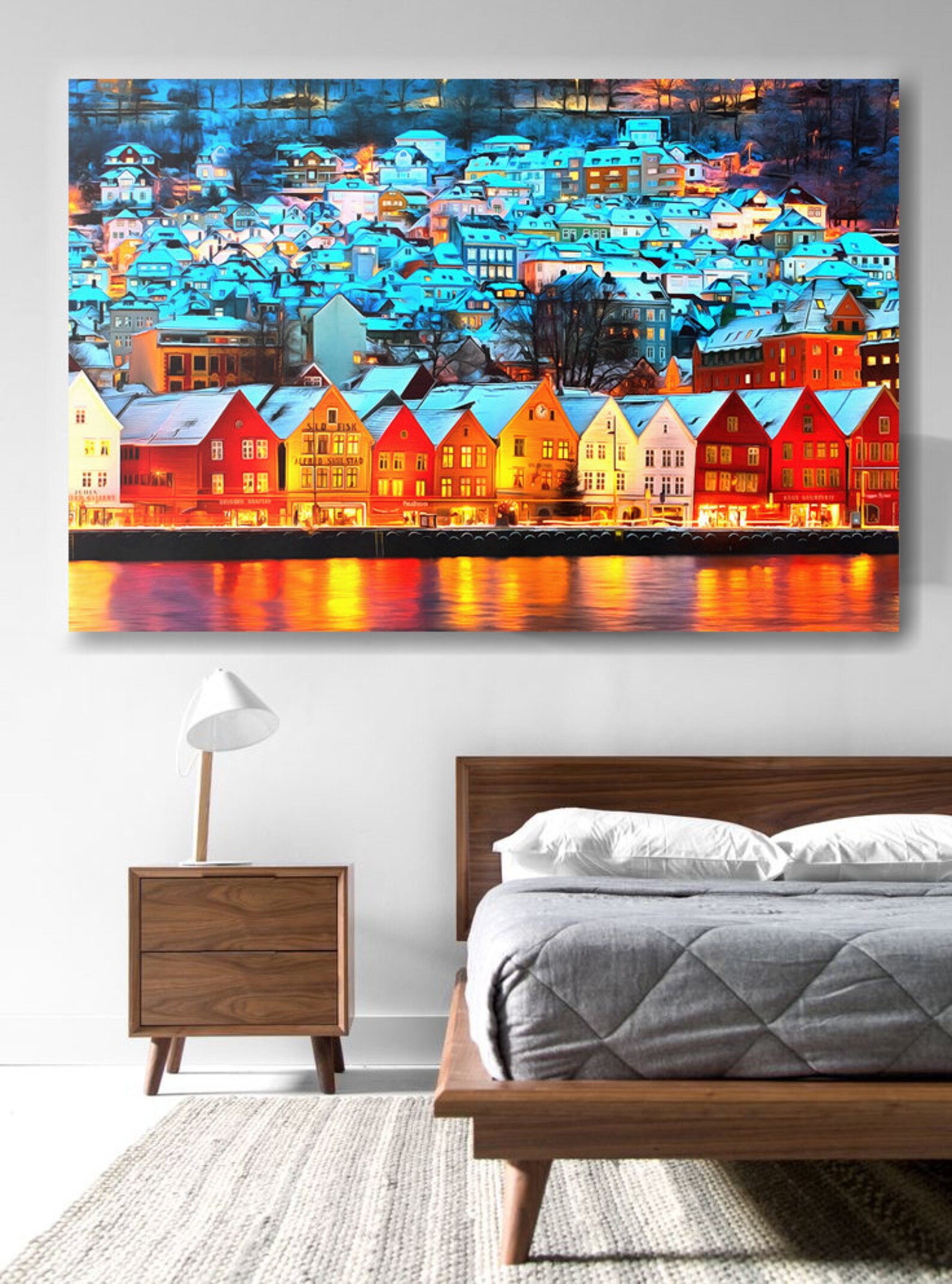 Bergen Canvas Bergen Wall Art Bergen Poster Norway Print Etsy