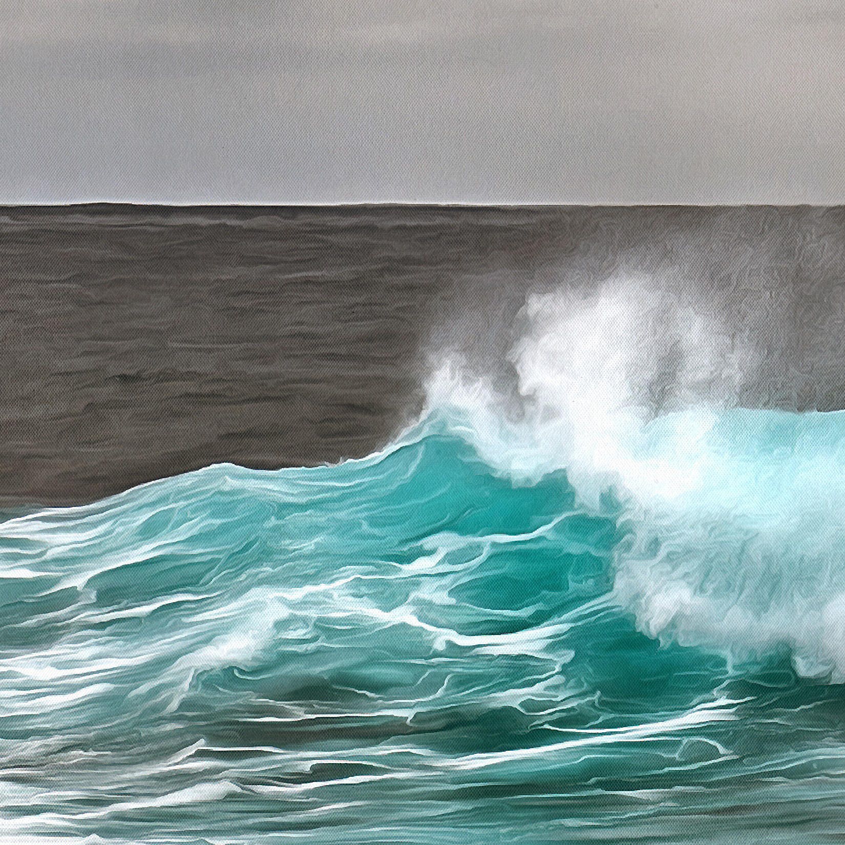 Crashing Waves Landscape Canvas Large Art Painting Nature Etsy