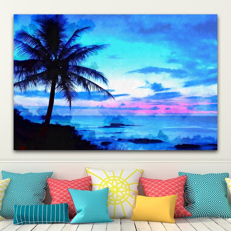 Hawaii Beach Canvas Large Art Wall Painting Ocean Beach Etsy