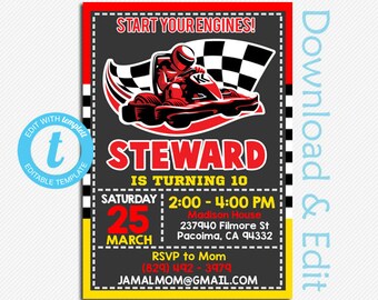 Free Race Car Birthday Invitation Template Printable