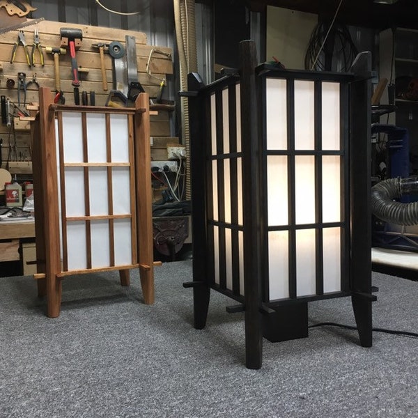 Shoji Floor lamp Black. Japanese style lamp  shade with a lamp base (LED bulb). Handmade in Adelaide, Australia