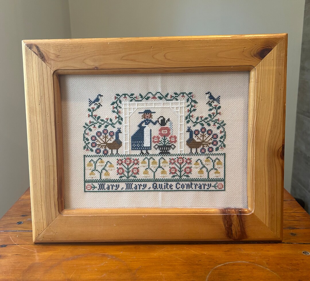Beautiful Wood Framed 11 X 14 Inch Cross Stitch Embroidery, Mary Quite ...