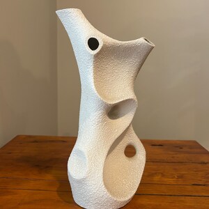 Vintage Sgrafo Modern Pottery Vase: Coral MCM Decor, 1960s Germany, Peter Müller