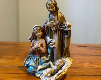 Vintage Italian Fontanini Nativity Scene Joseph, Mary and Baby Jesus. Bible Christmas Story.