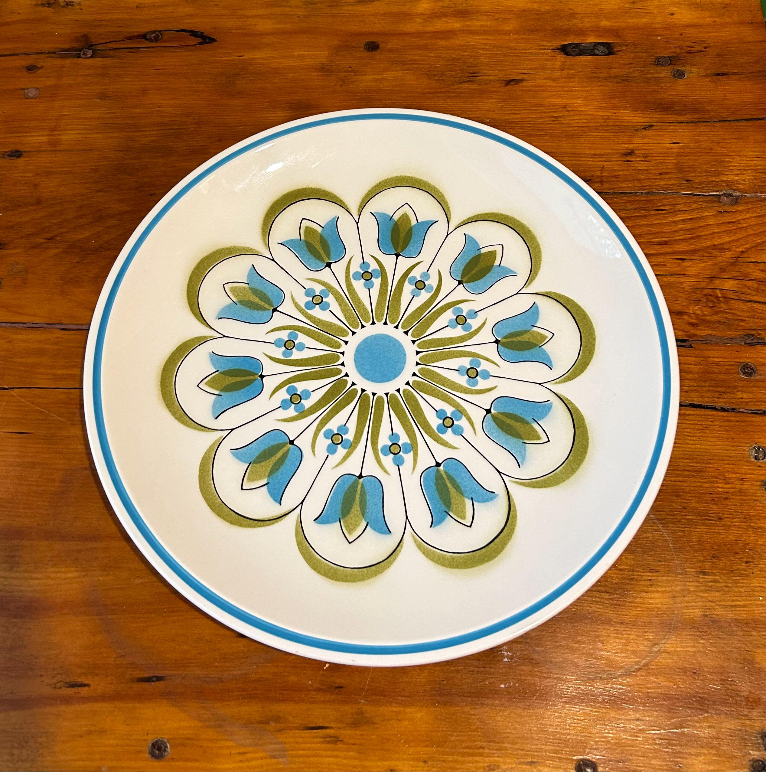 Vintage Mikasa Cera-stone Platter, 1960s Crest Tulip Floral, MCM