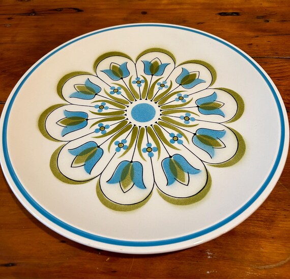 Vintage Mikasa Cera-stone Platter, 1960s Crest Tulip Floral, MCM
