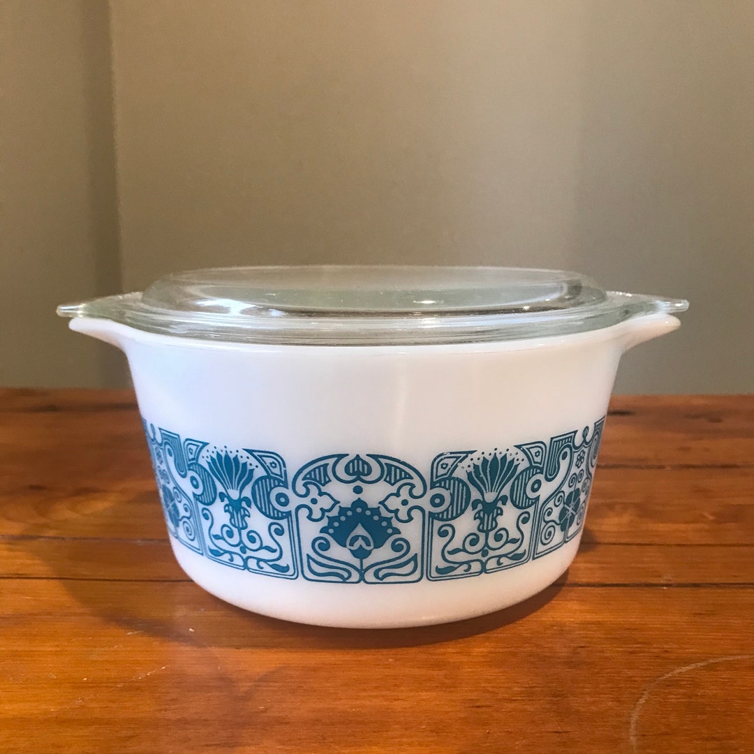 Vintage Pyrex Blue Horizons Pattern 1 QT Casserole Dish With Lid, 473 ...