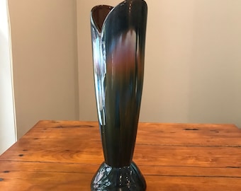 Vintage CCC Canada Rainbow Glaze Drip Tulip Vase, Mid Century Modern Decor Canadian Art Pottery Vase, MCM Home