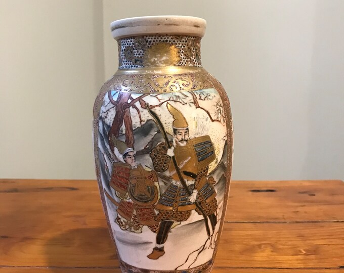 Vintage Japanese Satsuma Handmade Pottery Vase, Made in Japan
