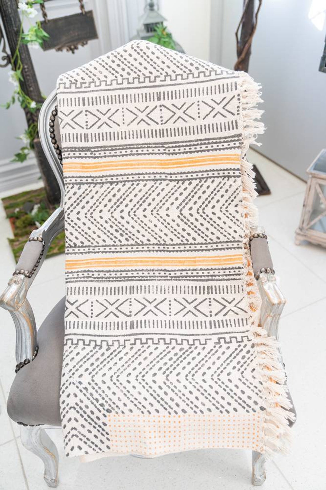 BLOCK PRINTED THROW hand woven throwhandloom throwfabric Etsy