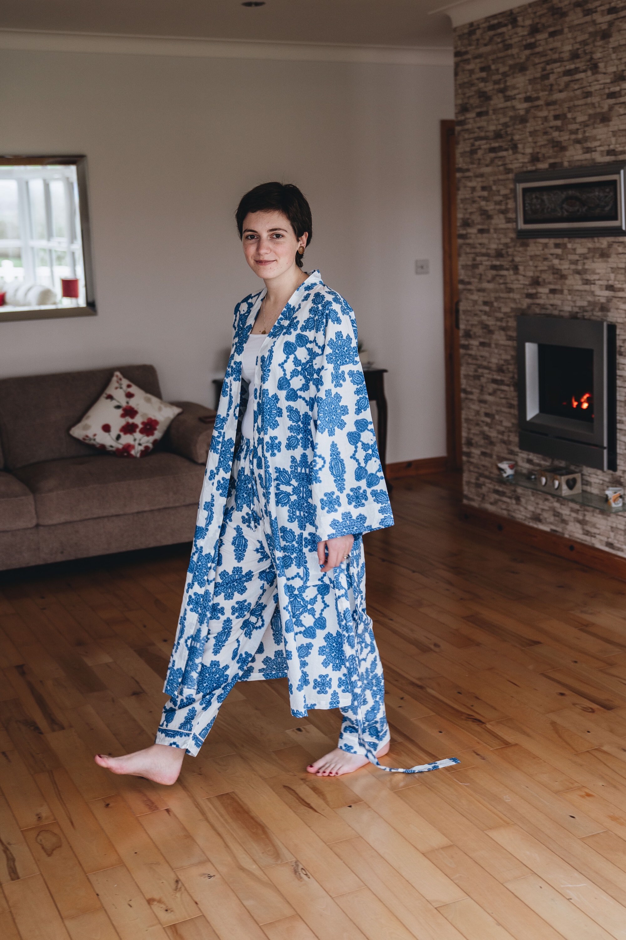 Kimono Femme Imprimé Rajbhoomi Handicrafts - Tunique Légère En Coton, Cover-up Plage, Piscine, Décontracté, Style Ethnique - 11