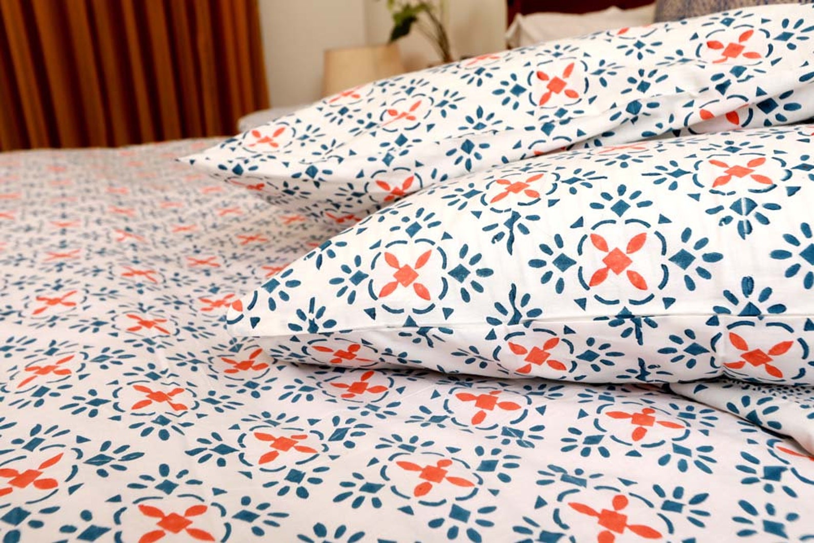 Luxurious Indian Cotton Duvet Cover Setblock Printed Quilt Etsy UK