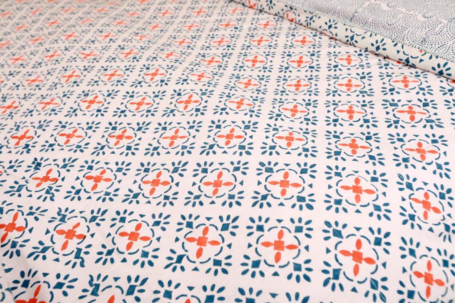Luxurious Indian Cotton Duvet Cover Setblock Printed Quilt Etsy UK