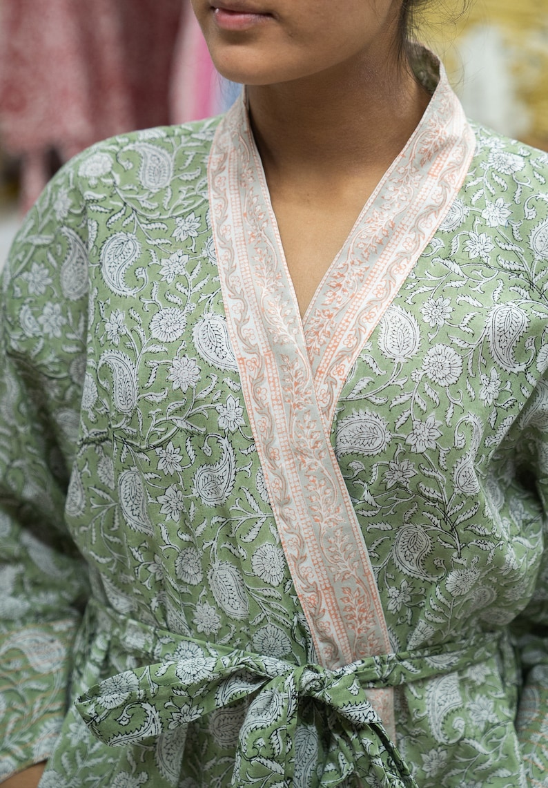 Pure Cotton Dressing Gownlightweight Indian Cottonblock Etsy UK