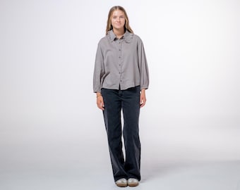 Koszula bawełniana w stylu edwardiańskim z kołnierzykiem z falbanką, bluzka w stylu wiktoriańskim z wysokim kołnierzykiem z falbanką, elegancka koszula w stylu boho dla gości weselnych, koszula inspirowana stylem vintage