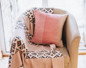 boho textured throw, decorative couch throw, handwoven cotton warm blanket, machine washable outdoor blanket, patio blanket,picnic blanket