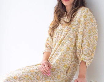 Boho hippie festival dress,summer vacation beach dress ,soft cotton midi dress,floral midi sundress,cool cotton holiday dress,resort wear ..