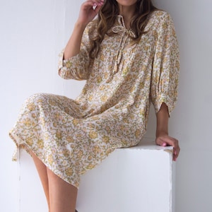 Boho floral beach dress,floaty midi dress with pockets,daywear brunch dress,wedding guest dress,casual festival dress,floral summer dress,..