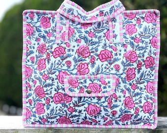 large quilted tote bag with zipper, boho travel weekend bag, eco friendly and washable, airline cabin size bag,festival or picnic bag,gift